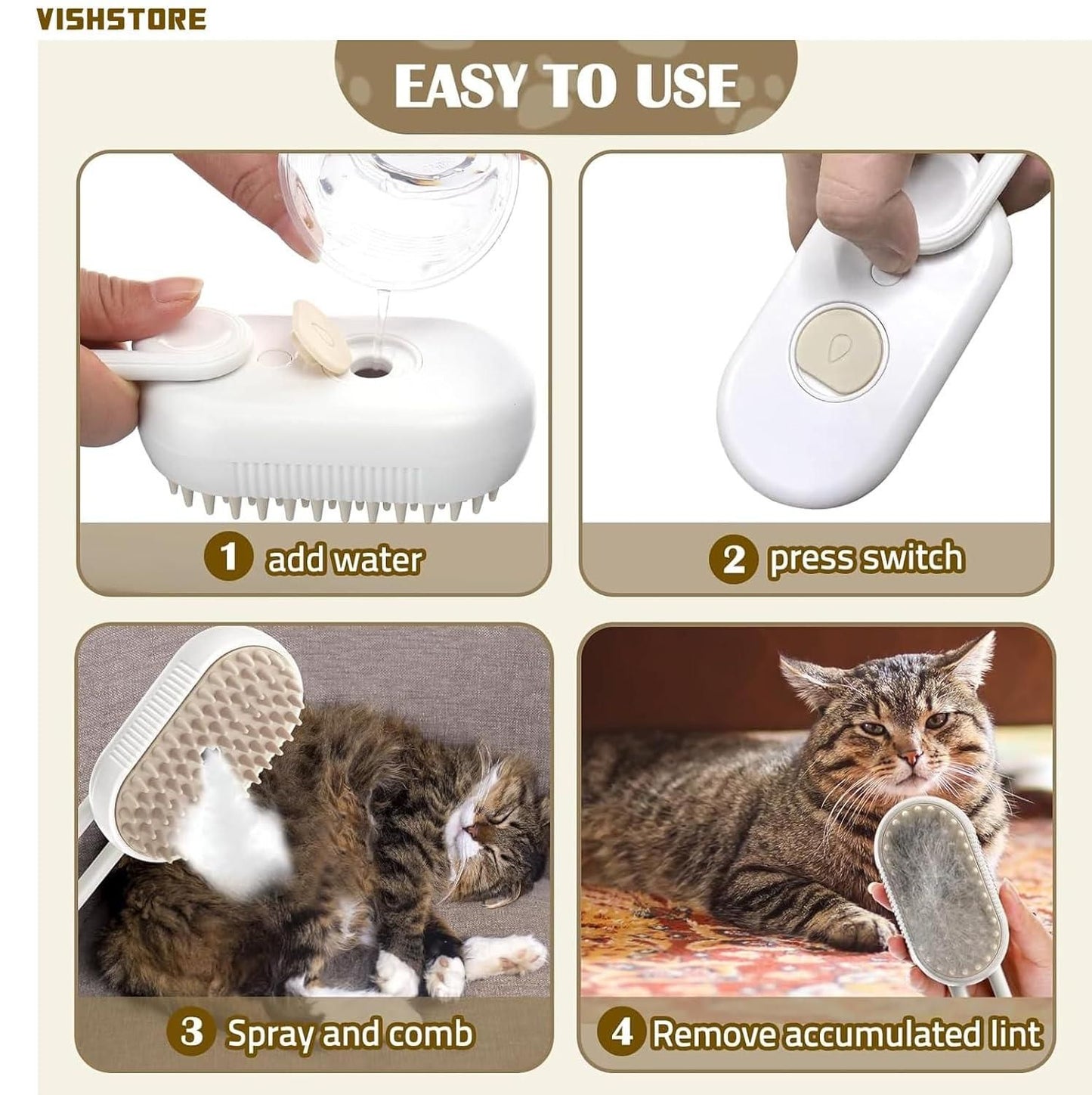 3‑in‑1 Pet Steam Comb