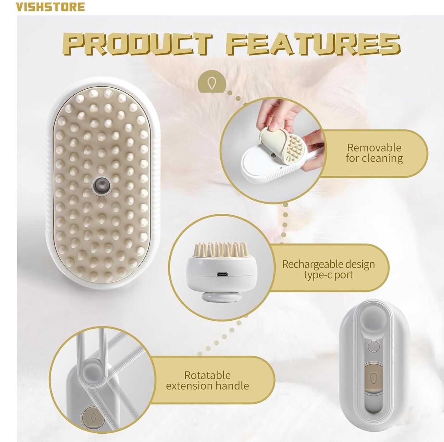 3‑in‑1 Pet Steam Comb
