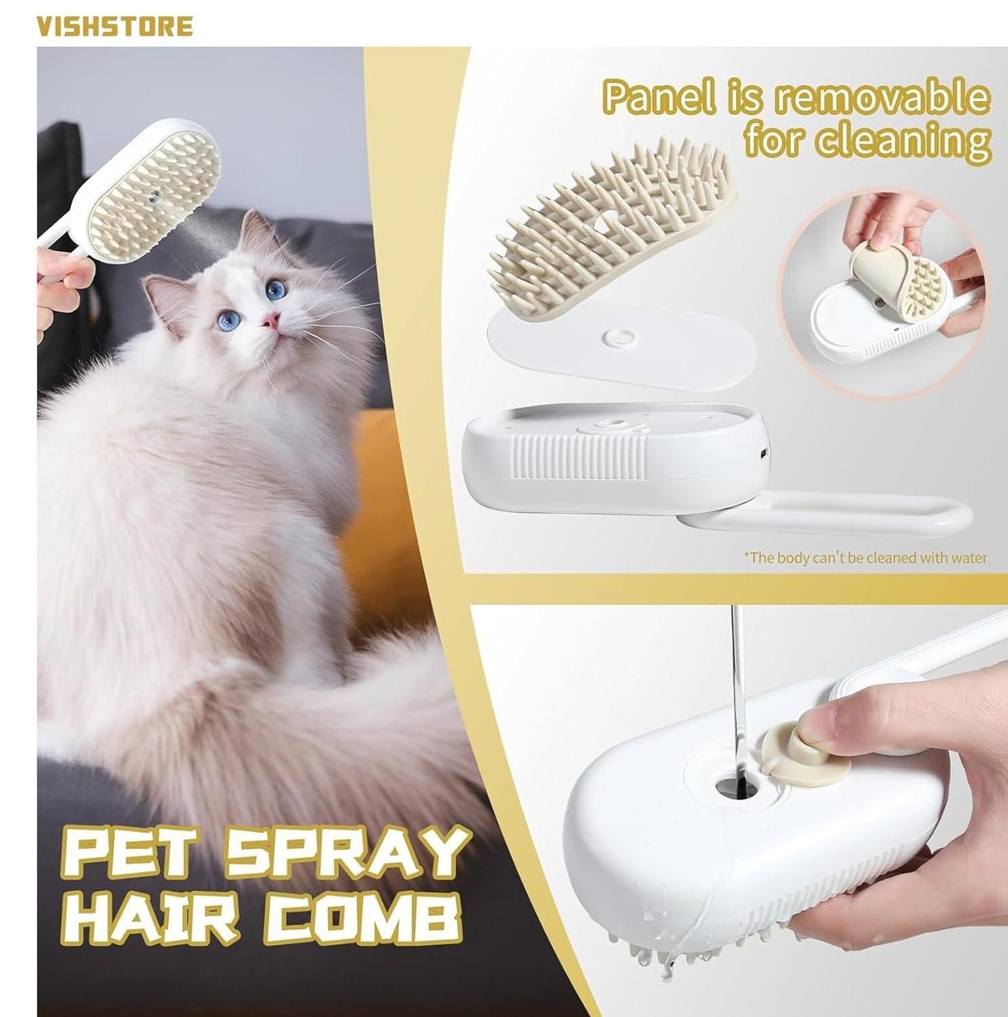 3‑in‑1 Pet Steam Comb
